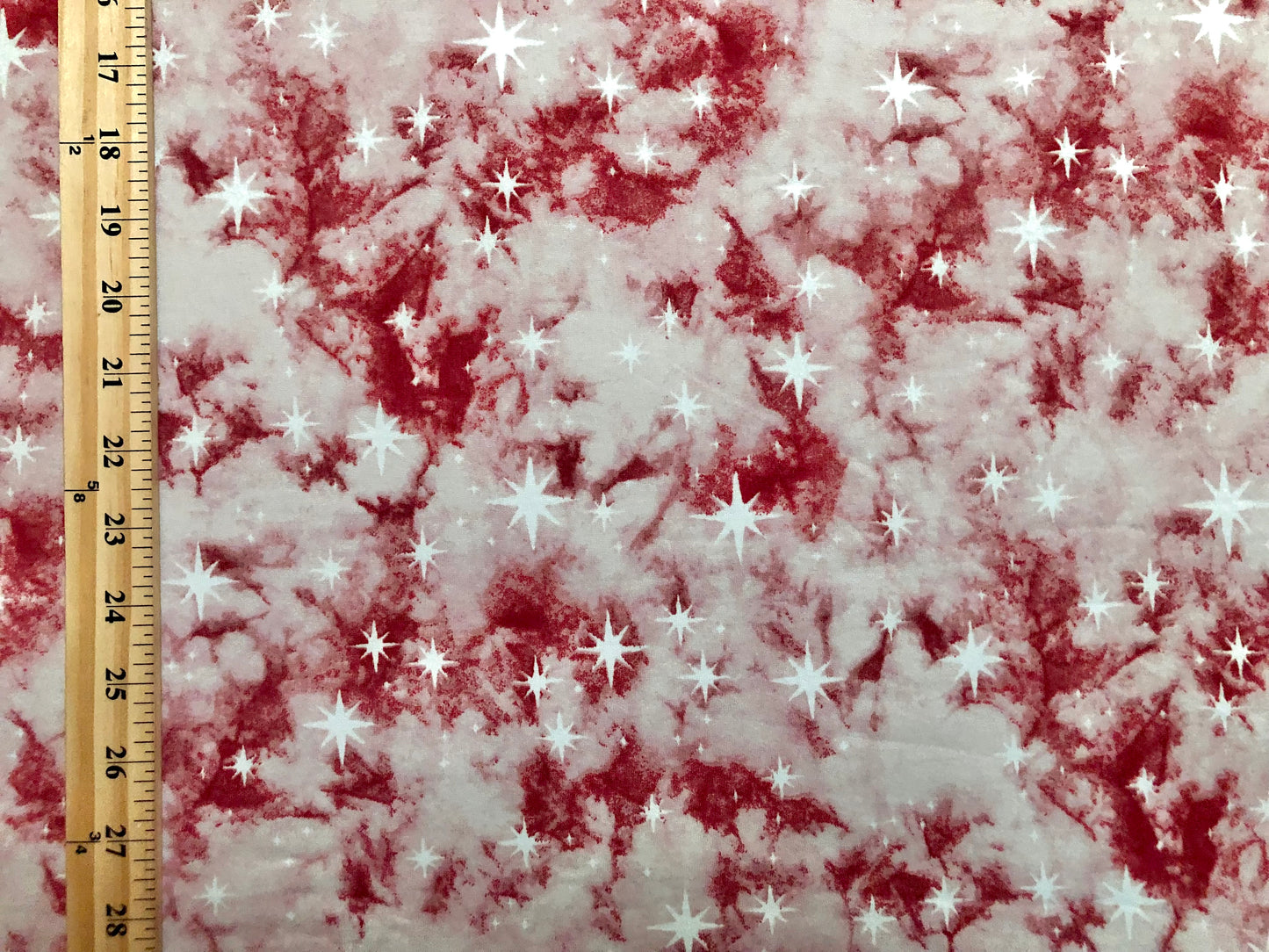 DTY Brushed Fabric-Red Pink White Stars Tie Dye-DTYBTD041-Sold by the Yard-Jersey Fabric