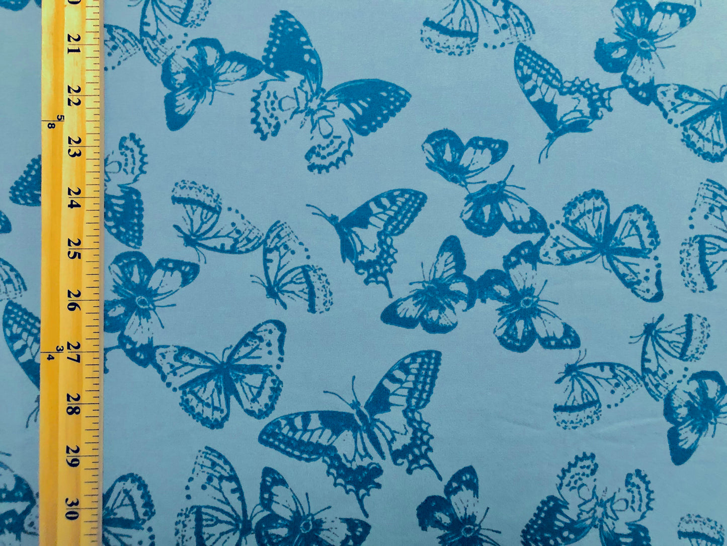 DTY Brushed Fabric-Blue Royal Monarch Butterflies-DTYBPR439-Sold by the Yard-Jersey Fabric