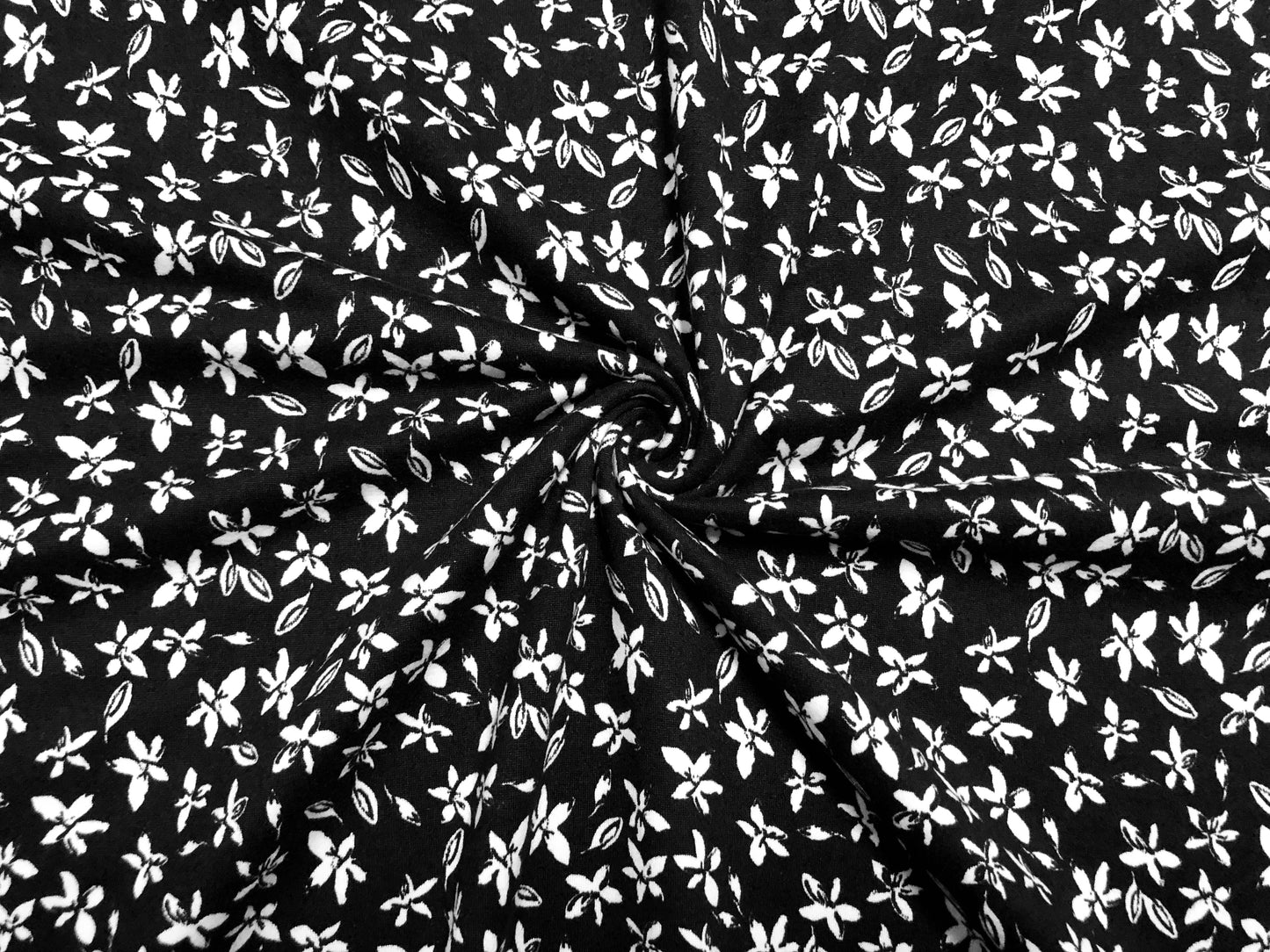 DTY Brushed Fabric-Black White 5 Pick Flowers-DTYBPR474-Sold by the Yard-Jersey Fabric