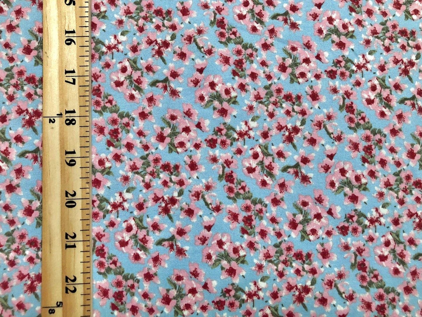 DTY Brushed Fabric-Baby Blue Pink Maroon 1/2" Flowers-DTYBPR473-Sold by the Yard-Jersey Fabric