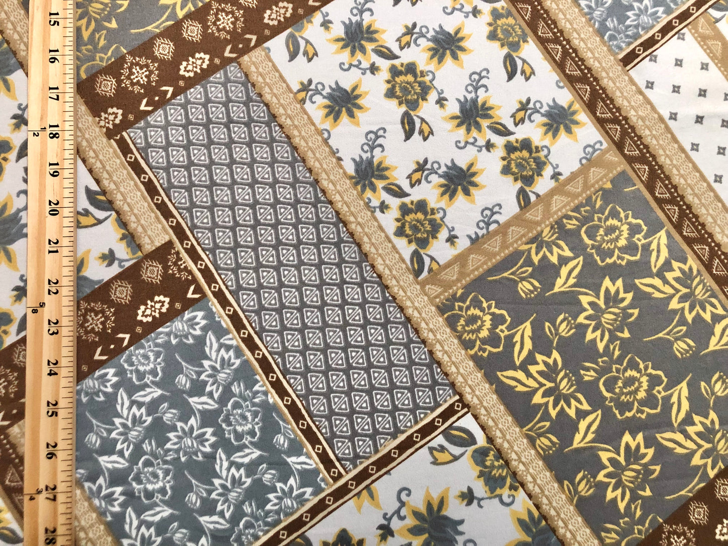 DTY Brushed Fabric-Ivory Gray Brown Mosaics-DTYBPR505-Sold by the Yard-Jersey Fabric