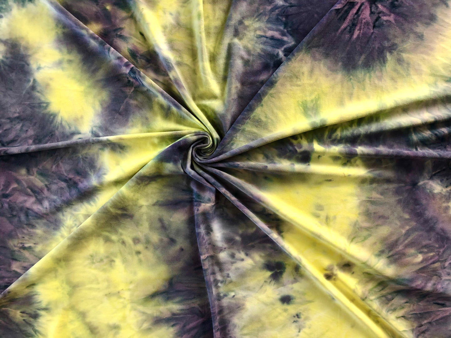 DTY Brushed Fabric-Yellow Purple Tie Dye-DTYBTD001-Sold by the Yard-Jersey Fabric