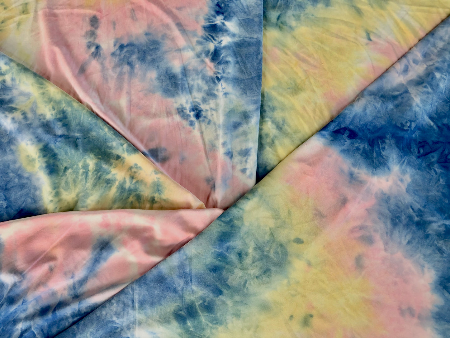 DTY Brushed Fabric-Blue Pink Yellow Tie Dye-DTYBTD014-Sold by the Yard-Jersey Fabric