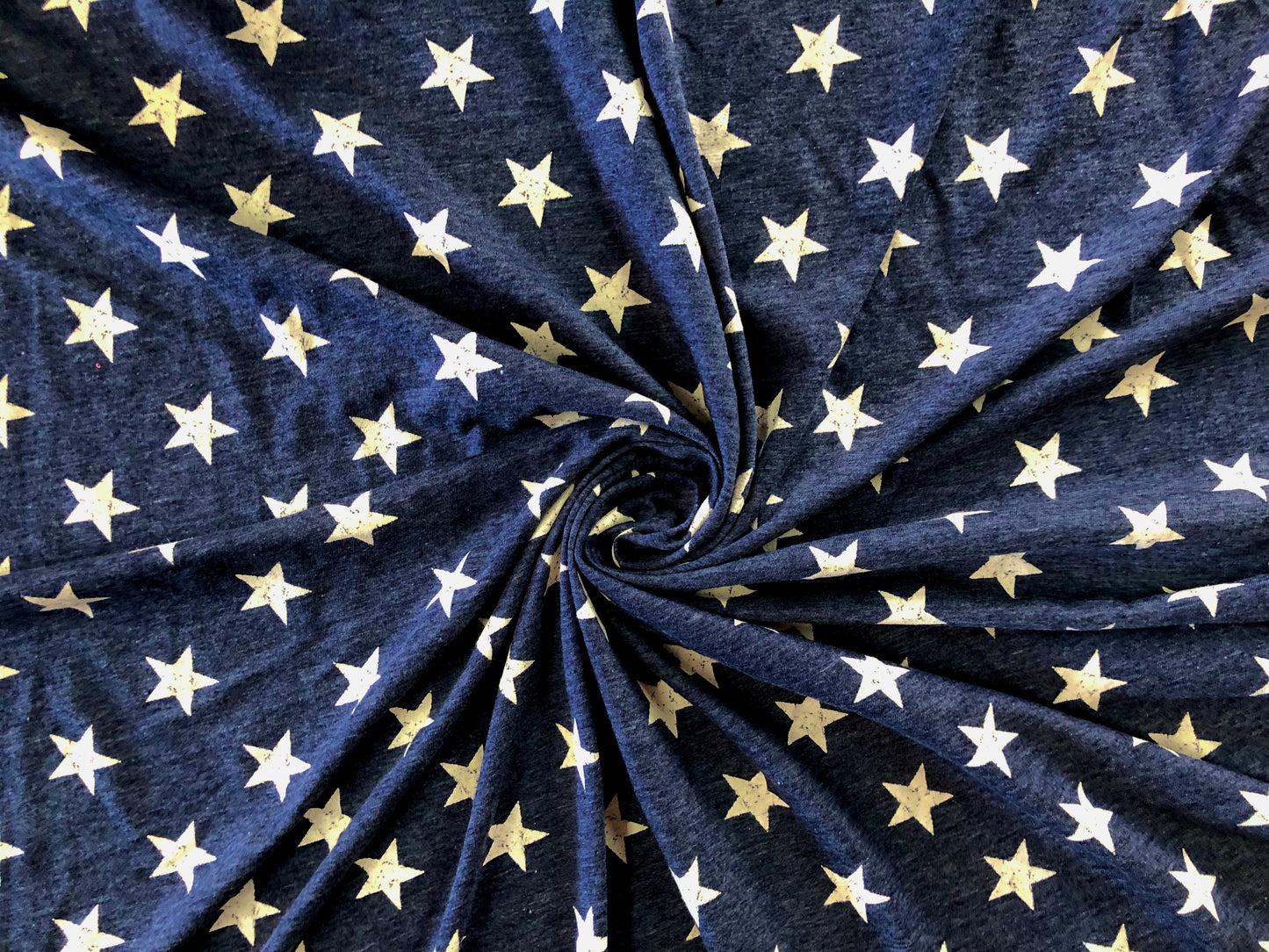 Navy Star Print Fabric – 65% Polyester 35% Cotton | Non-Stretch, 60″ Wide – Sold by the Yard (PCTPR01)