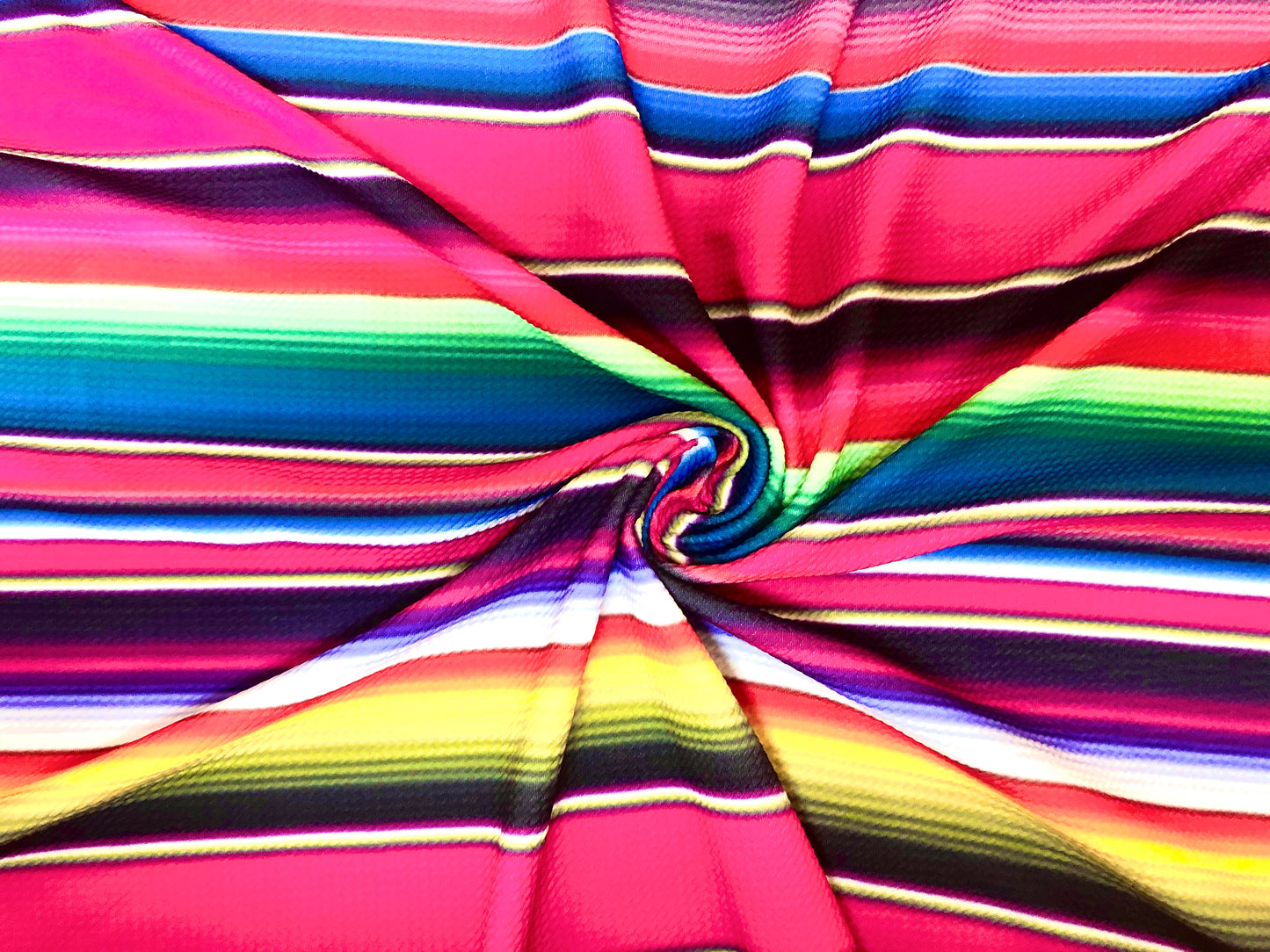 Bullet Knit Fabric – Vibrant Mexican Zarape Print in Magenta, Yellow, & Green, 56″ Wide, Sold by the Yard (BPR096))