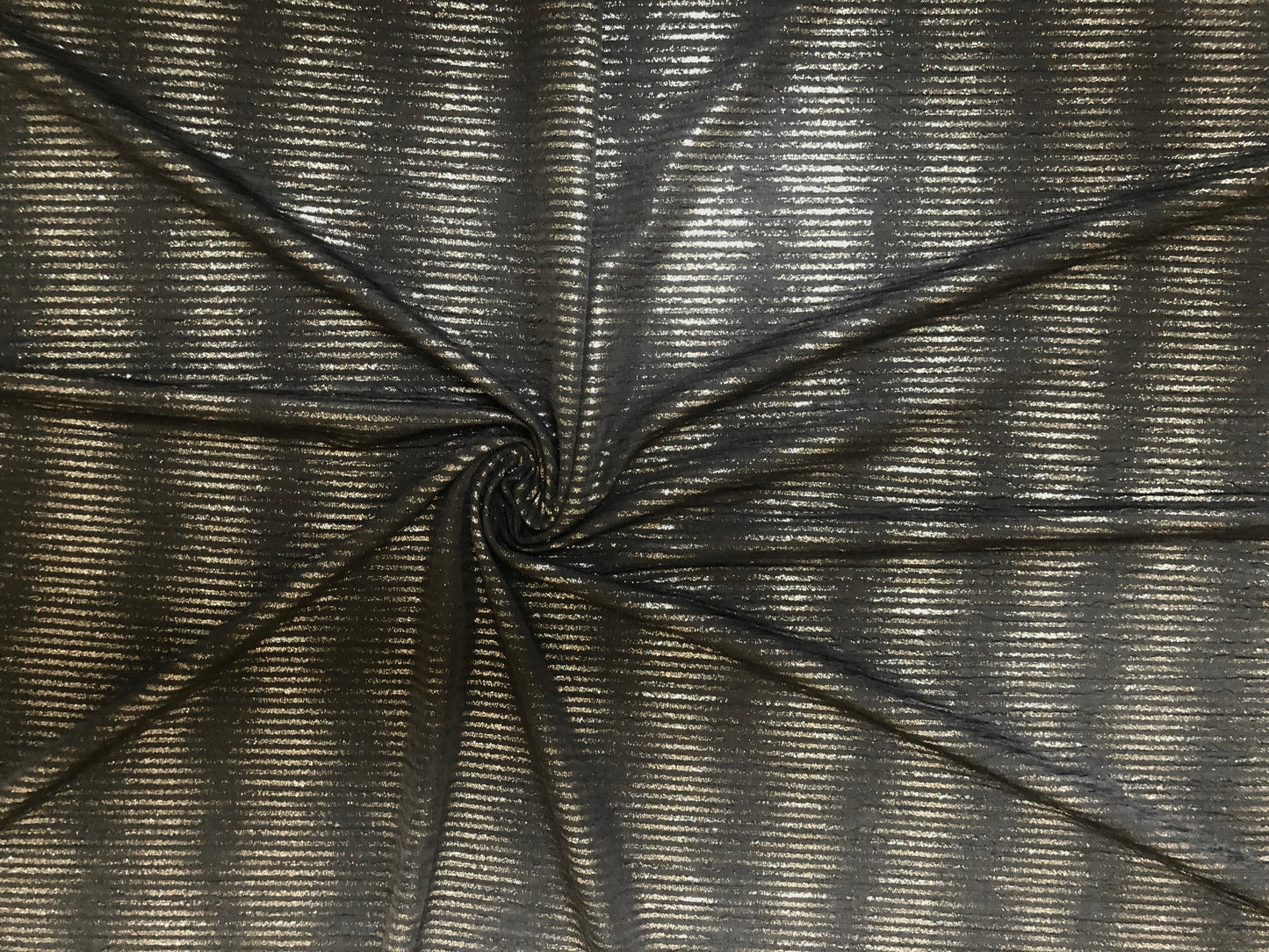 Black & Gold Metallic Stripe Stretch Knit Fabric – Glitter Lamé Jersey, 4-Way Stretch, 56″ Wide, Sold by the Yard (STK001)