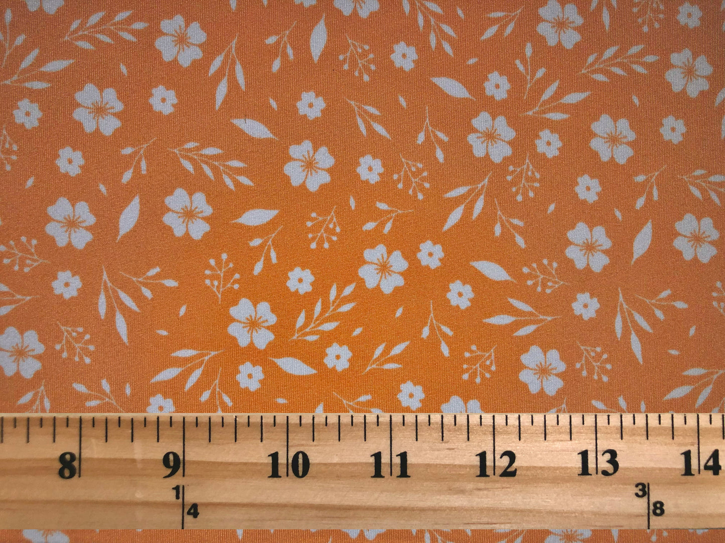 DTY Brushed Fabric-Orange Ivory Clovers and Leaves-DTYBPR513-Sold by the Yard-Jersey Fabric