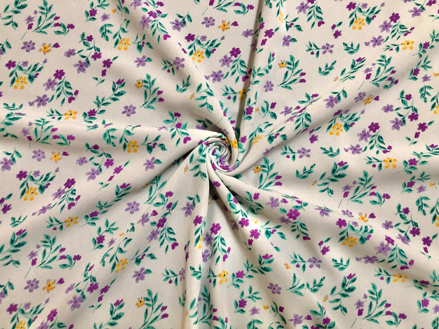 Ivory Floral Ditsy Poly Dobby — Airy Drape, Soft Matte Texture | 56″ Wide | 100% Polyester | By the Yard-(PBPR03)