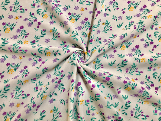 Ivory Floral Ditsy Poly Dobby — Airy Drape, Soft Matte Texture | 56″ Wide | 100% Polyester | By the Yard-(PBPR03)