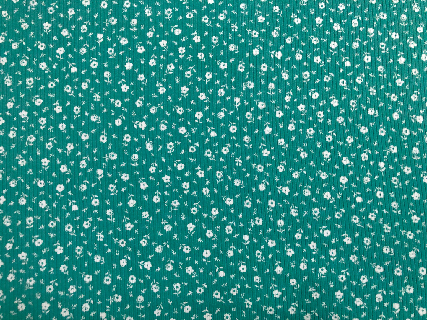 Luxe Rib Knit Fabric – Persian Green Ditsy Floral, Buttery-Soft 4-Way Stretch, 60″ Wide | Poly Rayon Spandex- Sold by the Yard (PRRPR094)