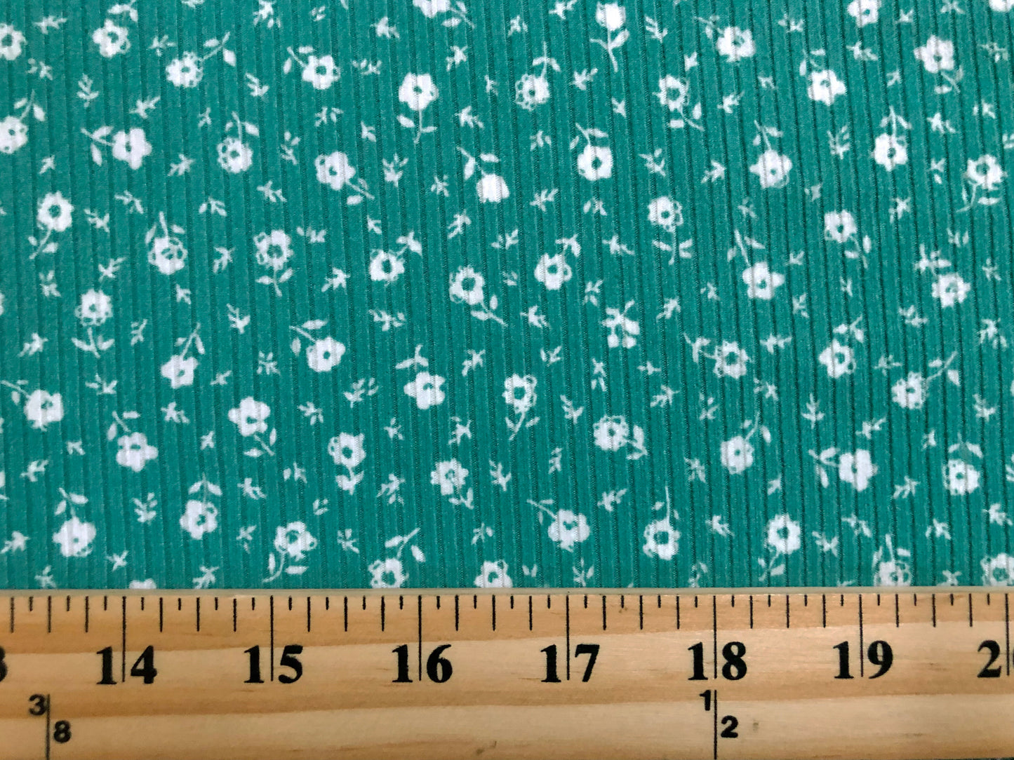 Luxe Rib Knit Fabric – Persian Green Ditsy Floral, Buttery-Soft 4-Way Stretch, 60″ Wide | Poly Rayon Spandex- Sold by the Yard (PRRPR094)