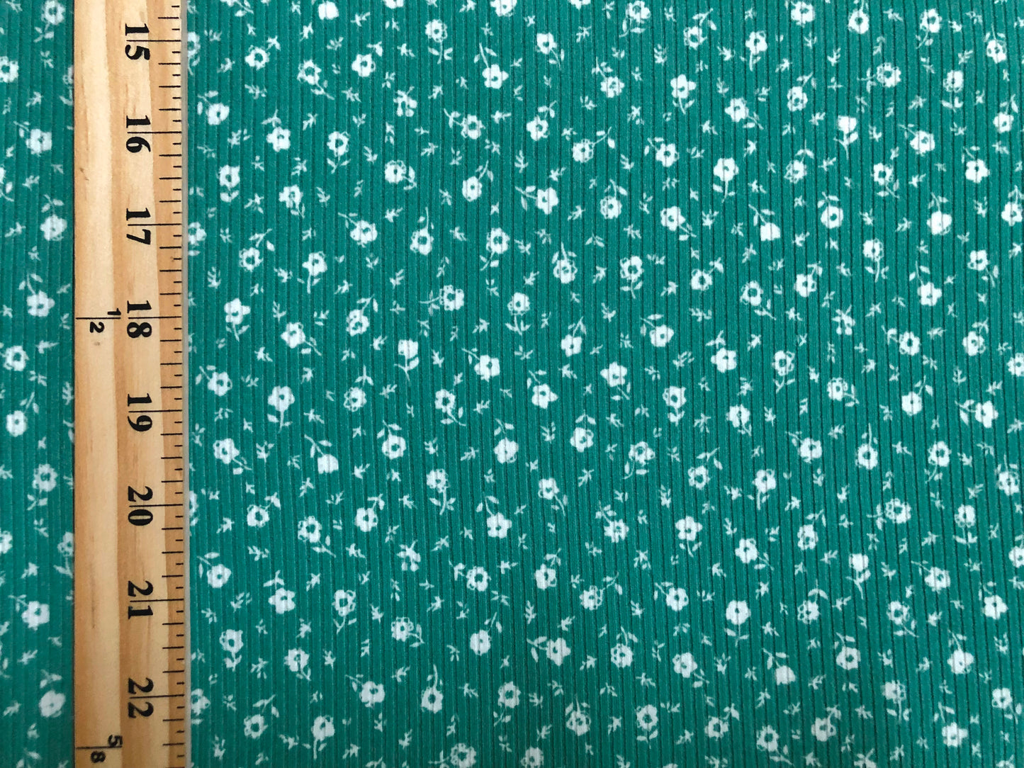 Luxe Rib Knit Fabric – Persian Green Ditsy Floral, Buttery-Soft 4-Way Stretch, 60″ Wide | Poly Rayon Spandex- Sold by the Yard (PRRPR094)