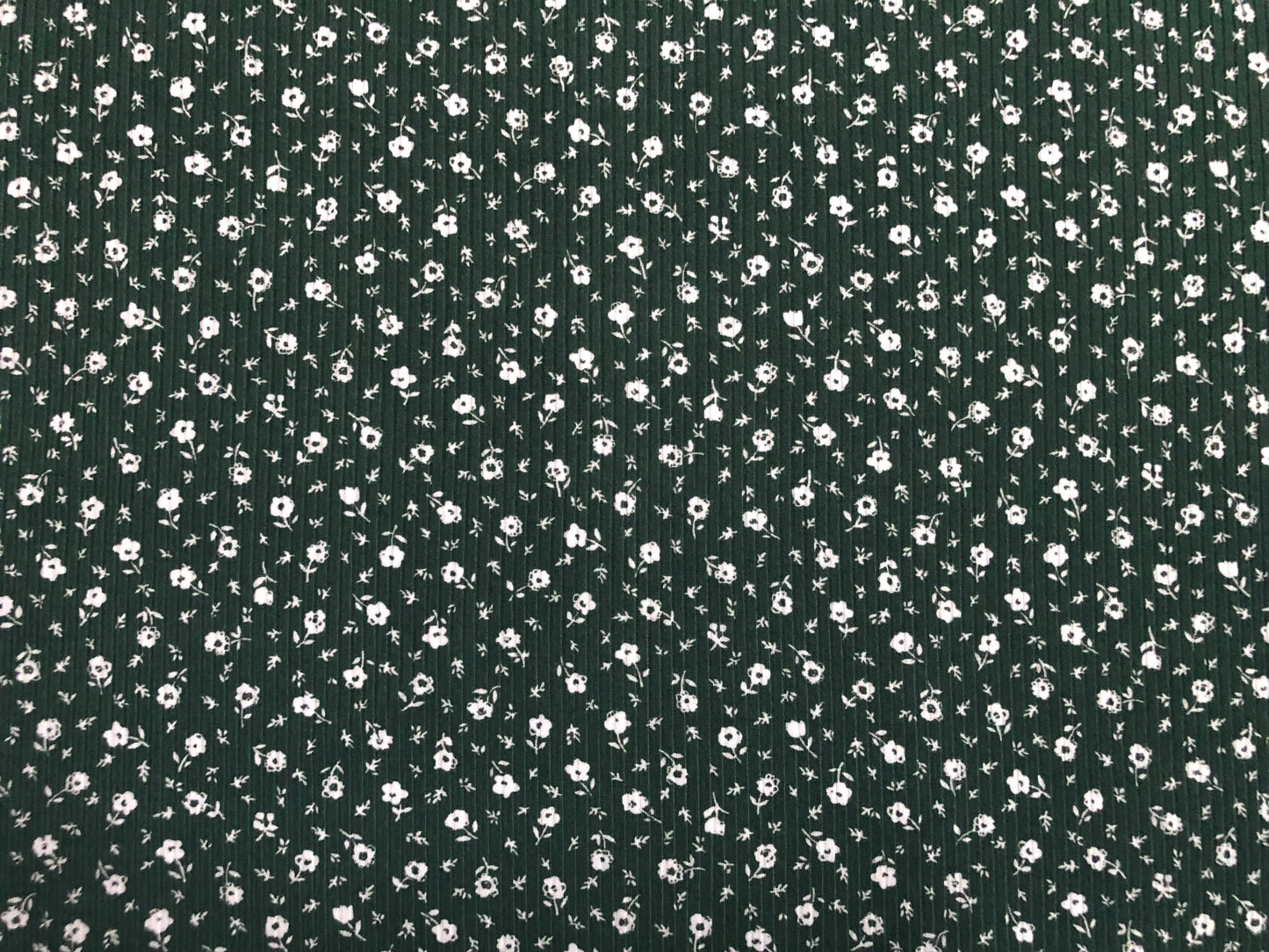 Deluxe Soft Rib Knit Fabric – Olive Green Ditsy Floral, 4-Way Stretch, 60" Wide-Poly/Rayon/Spandex, Sold by the Yard (PRRPR095)