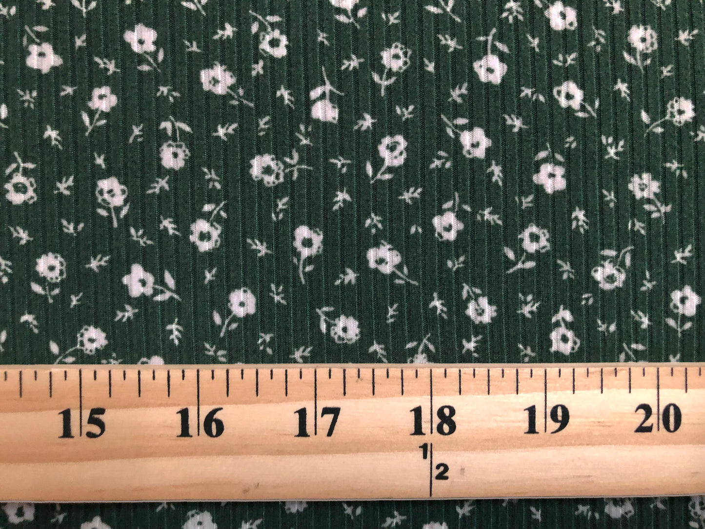 Deluxe Soft Rib Knit Fabric – Olive Green Ditsy Floral, 4-Way Stretch, 60" Wide-Poly/Rayon/Spandex, Sold by the Yard (PRRPR095)