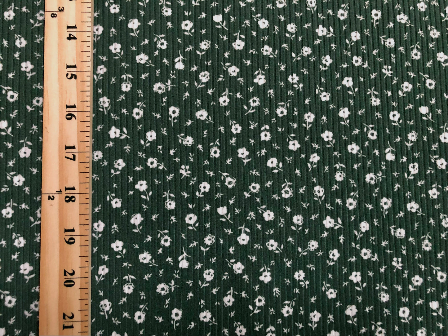 Deluxe Soft Rib Knit Fabric – Olive Green Ditsy Floral, 4-Way Stretch, 60" Wide-Poly/Rayon/Spandex, Sold by the Yard (PRRPR095)