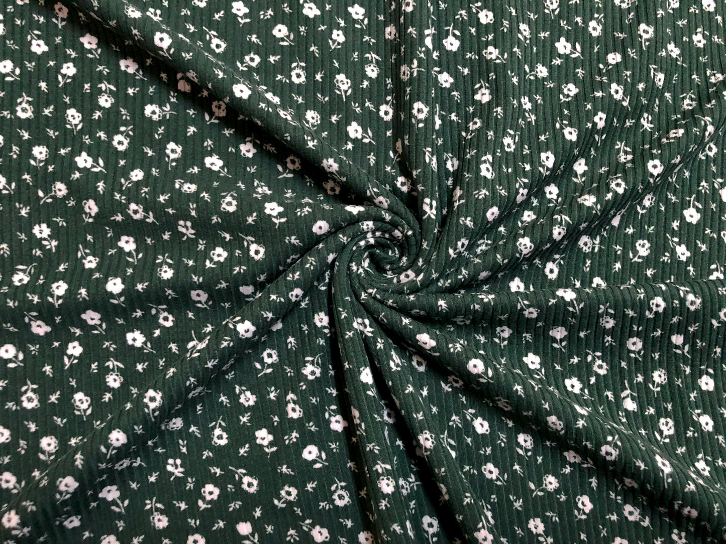 Deluxe Soft Rib Knit Fabric – Olive Green Ditsy Floral, 4-Way Stretch, 60" Wide-Poly/Rayon/Spandex, Sold by the Yard (PRRPR095)