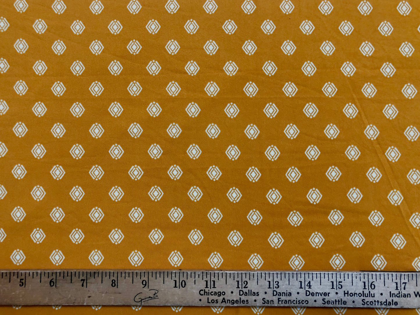 DTY Brushed Fabric-Mustard White Diamonds-DTYBPR164-Sold by the Yard-Jersey Fabric
