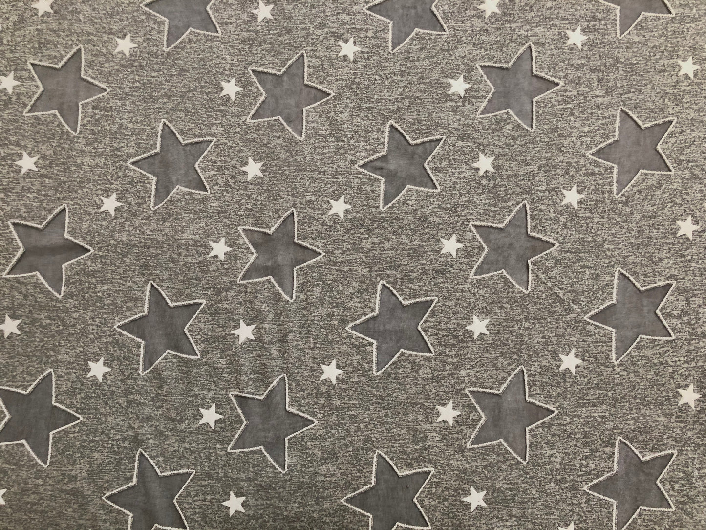 Heather Gray Rayon Spandex Jersey – Buttery-Soft Drape, Comfy Stretch – Charcoal Hallow Star – 56" Wide – By the Yard (RSPR06)