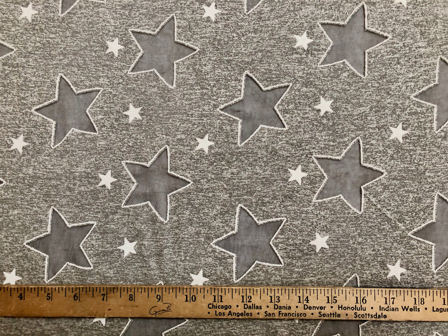 Heather Gray Rayon Spandex Jersey – Buttery-Soft Drape, Comfy Stretch – Charcoal Hallow Star – 56" Wide – By the Yard (RSPR06)