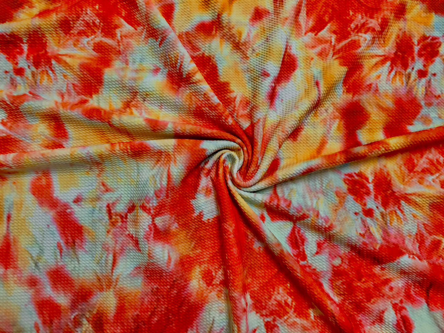 Bullet Knit Fabric - Orange Yellow Splashed Vibrant Tie Dye Stretch Print,56″ Wide, Sold by the Yard (BTDPR011)