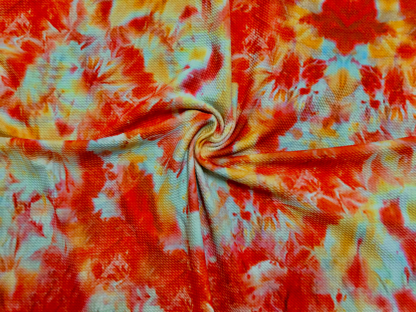 Bullet Knit Printed Fabric-Orange Yellow White Splashed Tie Dye-BTDP011-Sold by the Yard-Bulk Available
