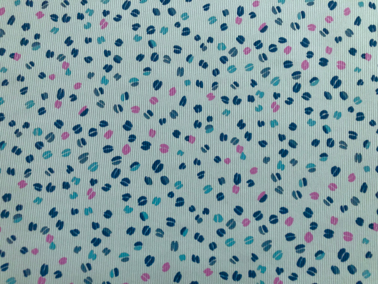 Baby Blue Magenta Teal Navy Blue Lips and Hearts Poly Rayon Spandex Rib 1X1 Print Fabric