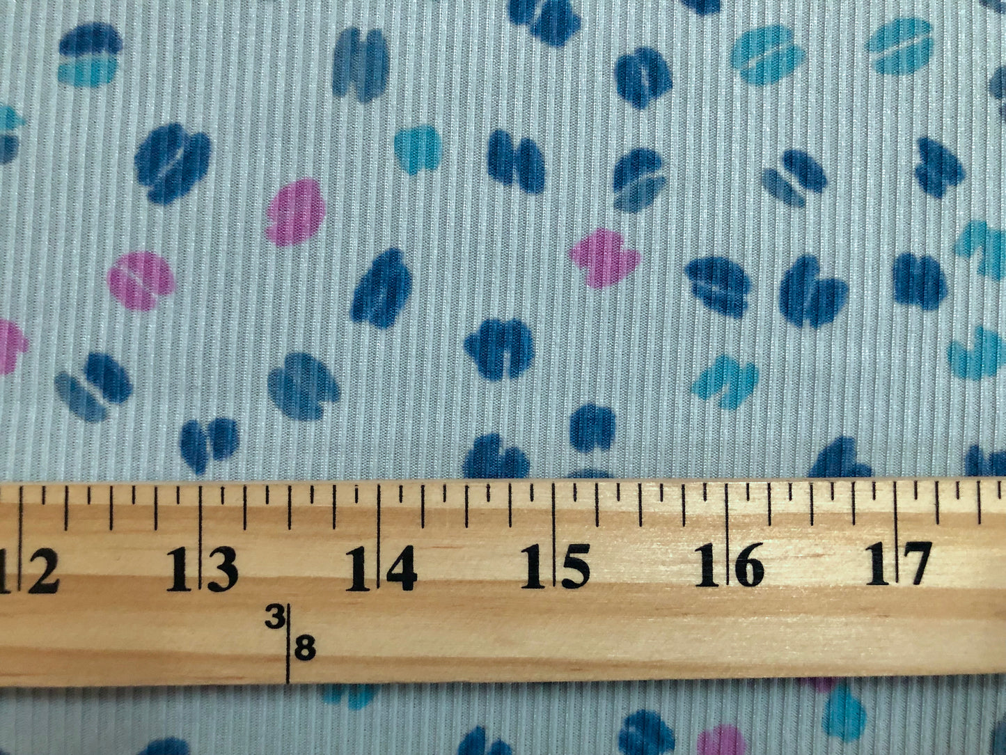 Baby Blue Magenta Teal Navy Blue Lips and Hearts Poly Rayon Spandex Rib 1X1 Print Fabric