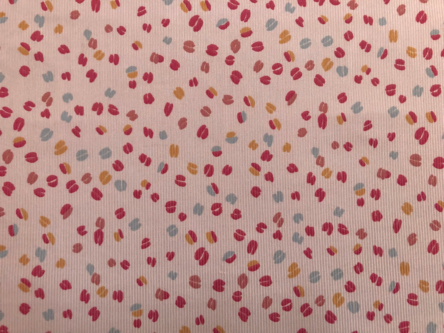 Pink Red Gray Mustard Lips and Hearts Poly Rayon Spandex Rib 1X1 Print Fabric