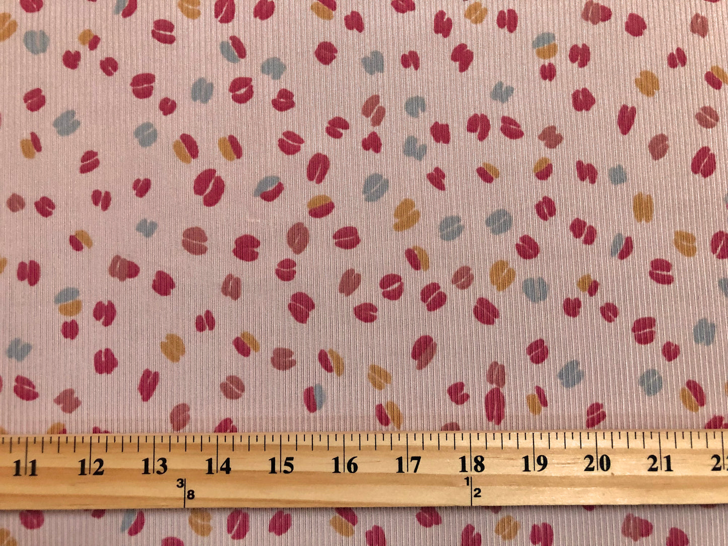 Pink Red Gray Mustard Lips and Hearts Poly Rayon Spandex Rib 1X1 Print Fabric