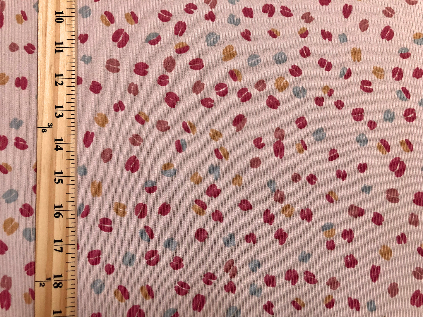 Pink Red Gray Mustard Lips and Hearts Poly Rayon Spandex Rib 1X1 Print Fabric