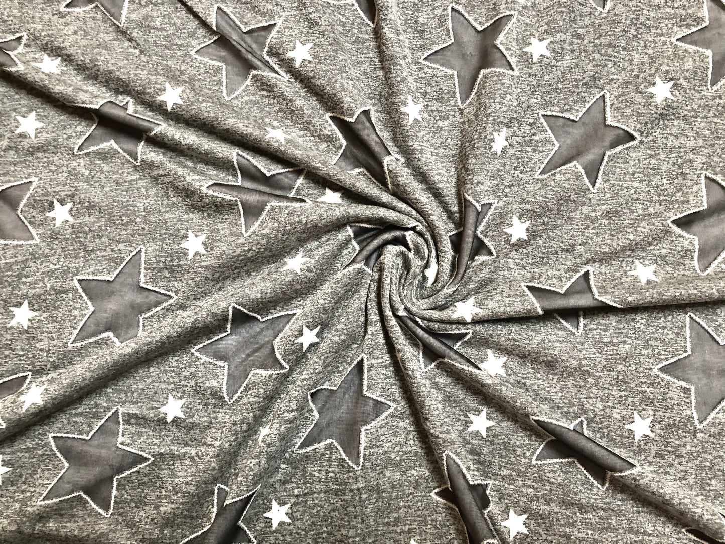 Heather Gray Rayon Spandex Jersey – Buttery-Soft Drape, Comfy Stretch – Charcoal Hallow Star – 56" Wide – By the Yard (RSPR06)