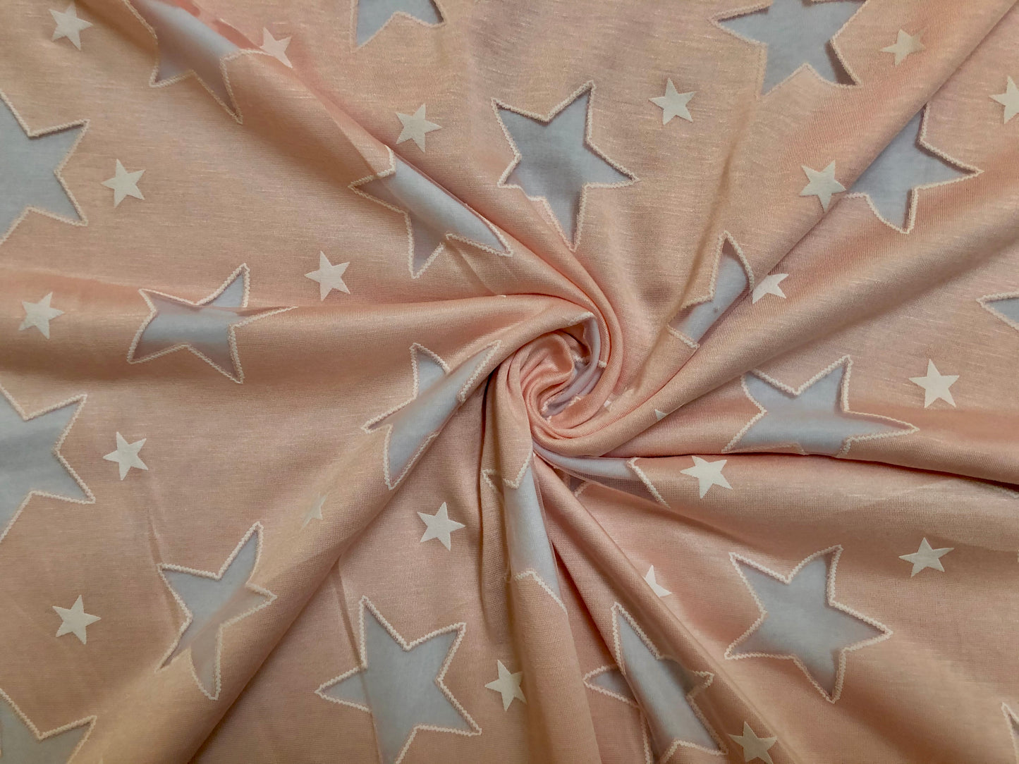 Premium Rayon Spandex Jersey – Buttery-Soft Drape, Comfy Stretch – Melon Hallow Star– 56" Wide – By the Yard (RSPR07)