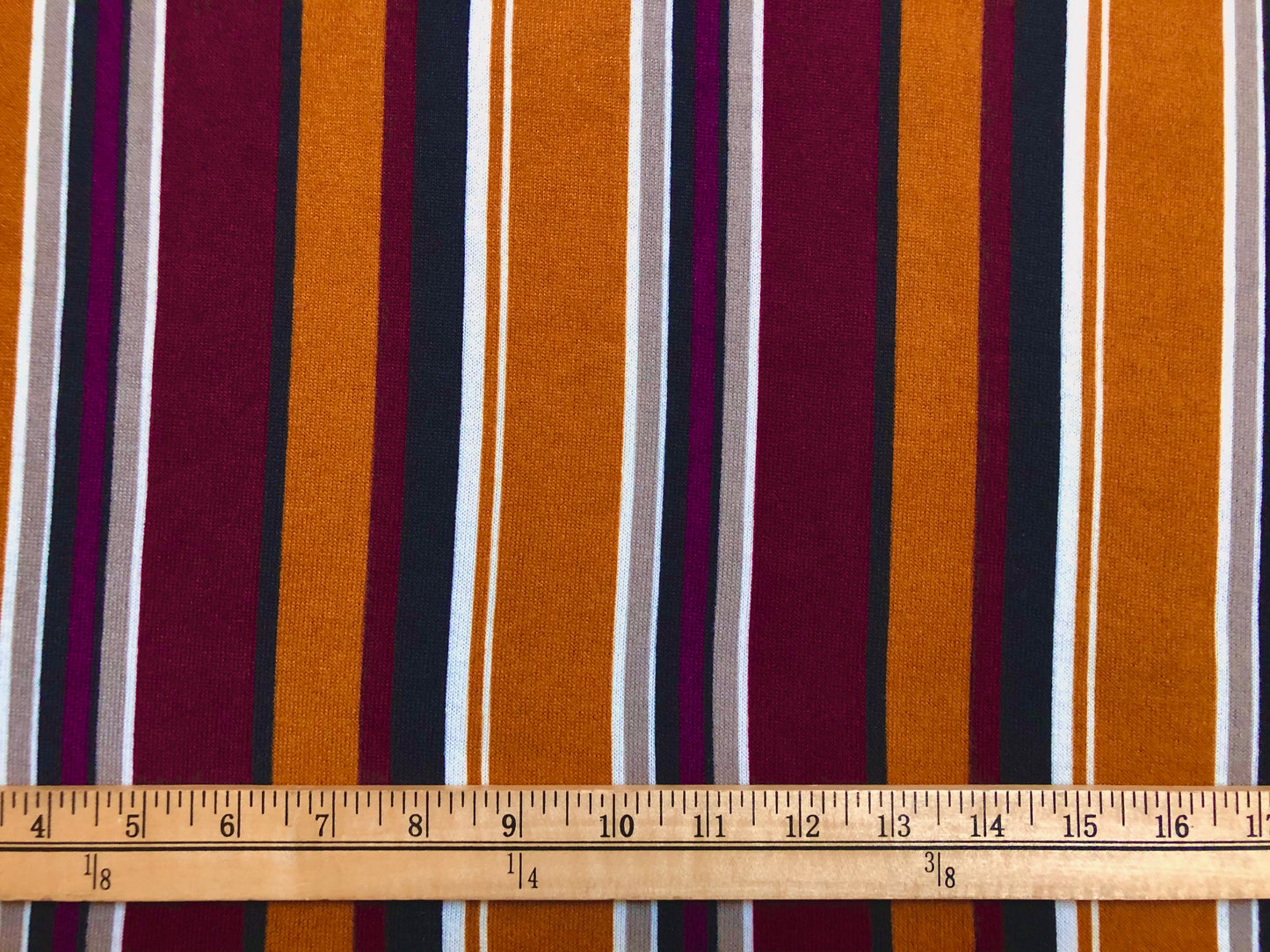 Cozy Mustard/Plum Striped Hacci – Sweater Knit Fabric – 56″ Wide, 95% Polyester 5% Spandex – Sold by the Yard (HSPR021)