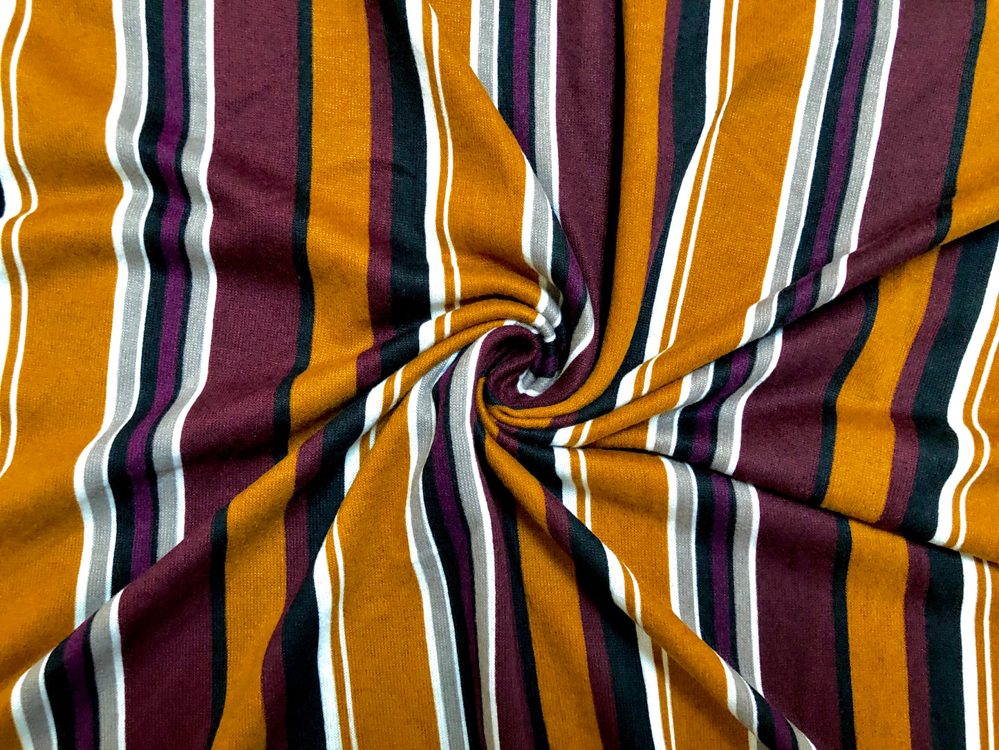 Cozy Mustard/Plum Striped Hacci – Sweater Knit Fabric – 56″ Wide, 95% Polyester 5% Spandex – Sold by the Yard (HSPR021)