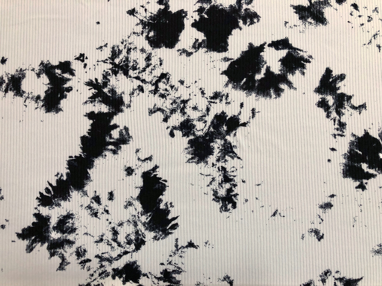 Luxury Rib Knit Tie-Dye Fabric – Black & Ivory – 4-Way Stretch – Poly/Rayon/Spandex – 60" Wide – Sold by the Yard (PRRTD05)