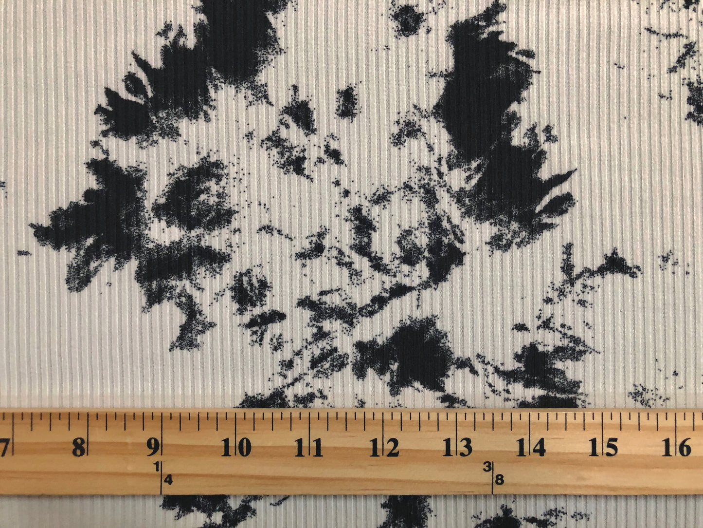 Luxury Rib Knit Tie-Dye Fabric – Black & Ivory – 4-Way Stretch – Poly/Rayon/Spandex – 60" Wide – Sold by the Yard (PRRTD05)