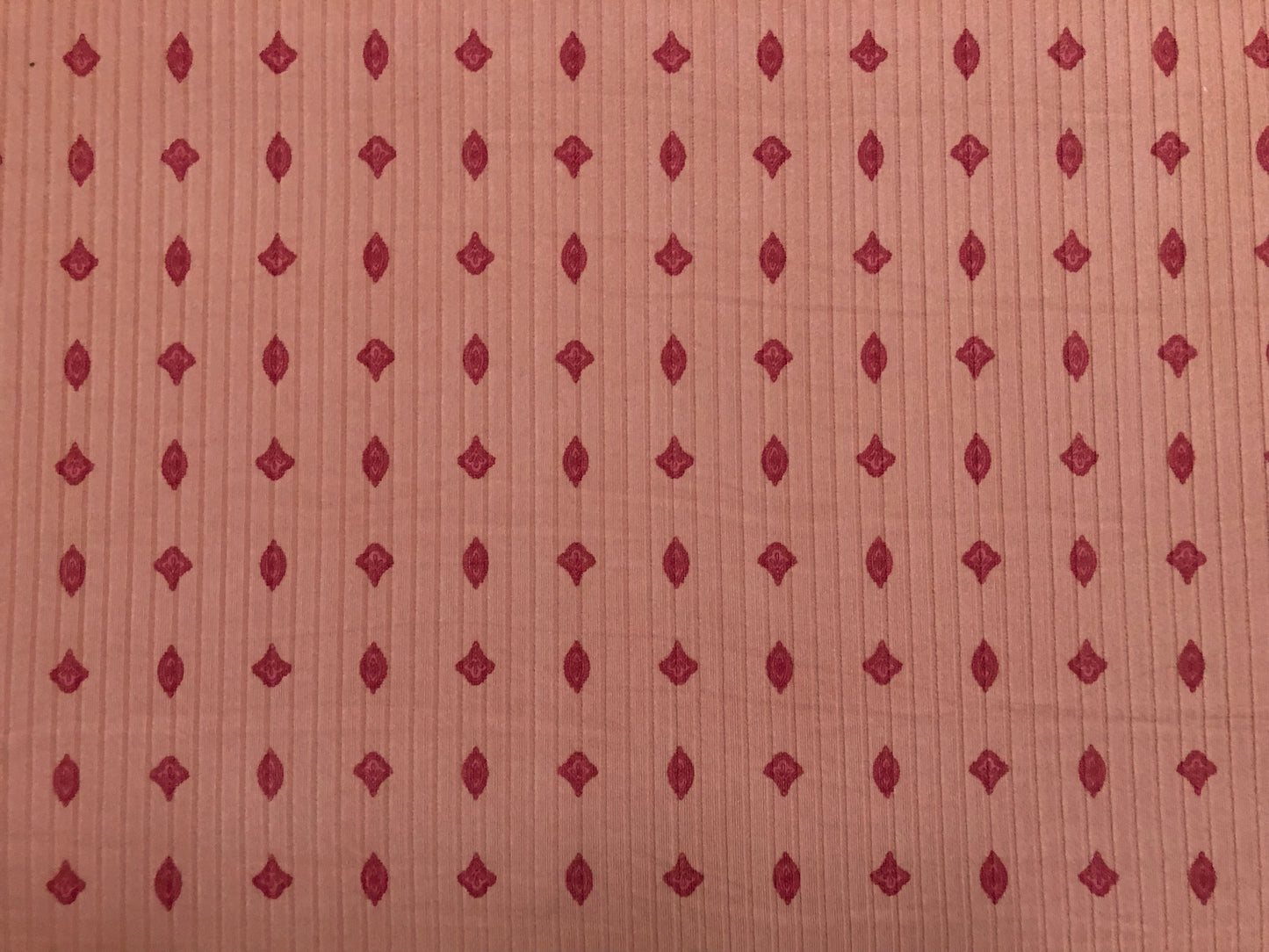 Soft Stretch Rib Knit by the Yard – Mauve Pink & Red Geo Dot –4-Way Stretch, 60” Wide, Sold by the Yard (PRRPR091)