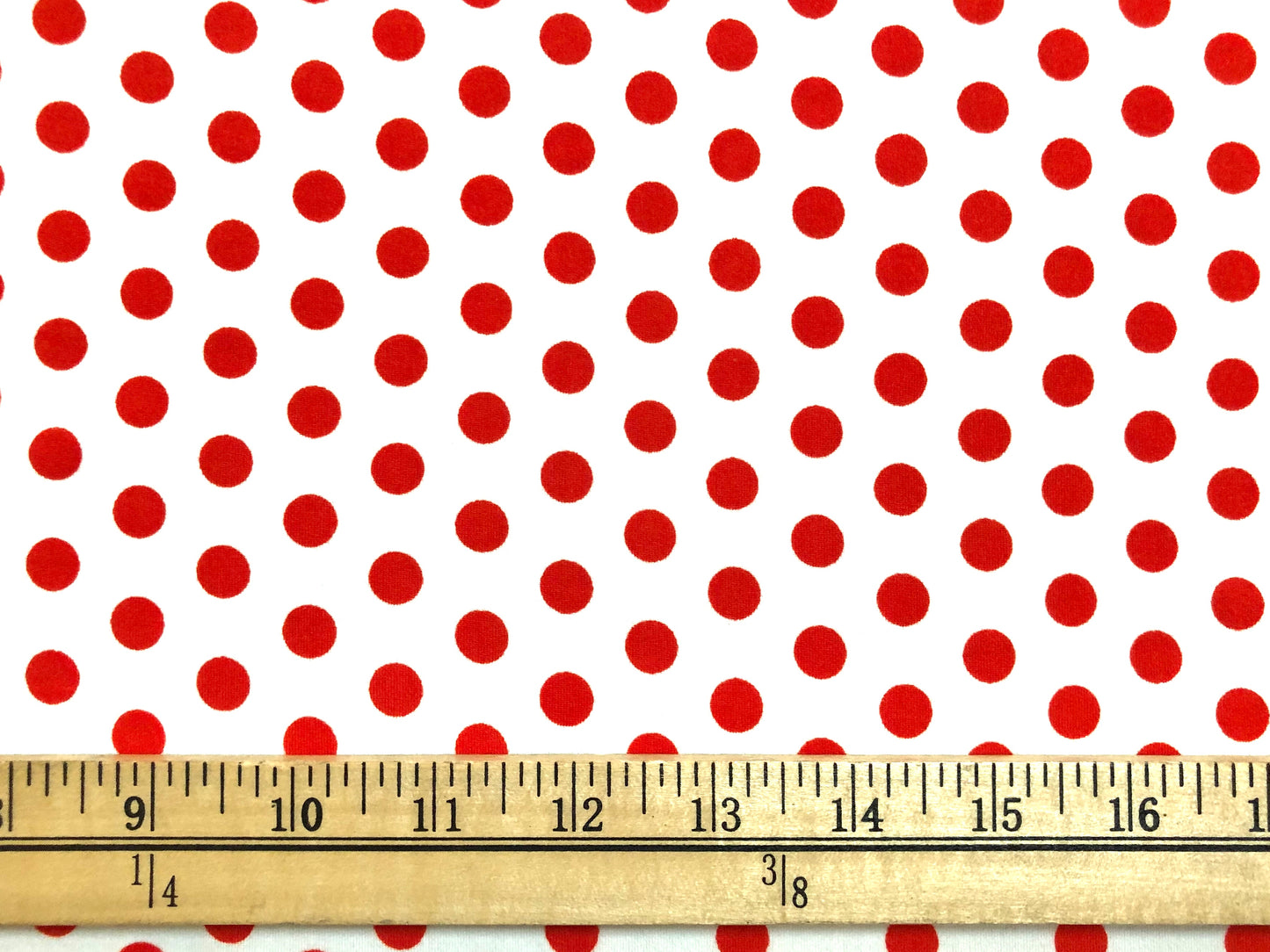 DTY Brushed Fabric-Ivory Red Polka Dots-DTYBPR177-Sold by the Yard-Jersey Fabric