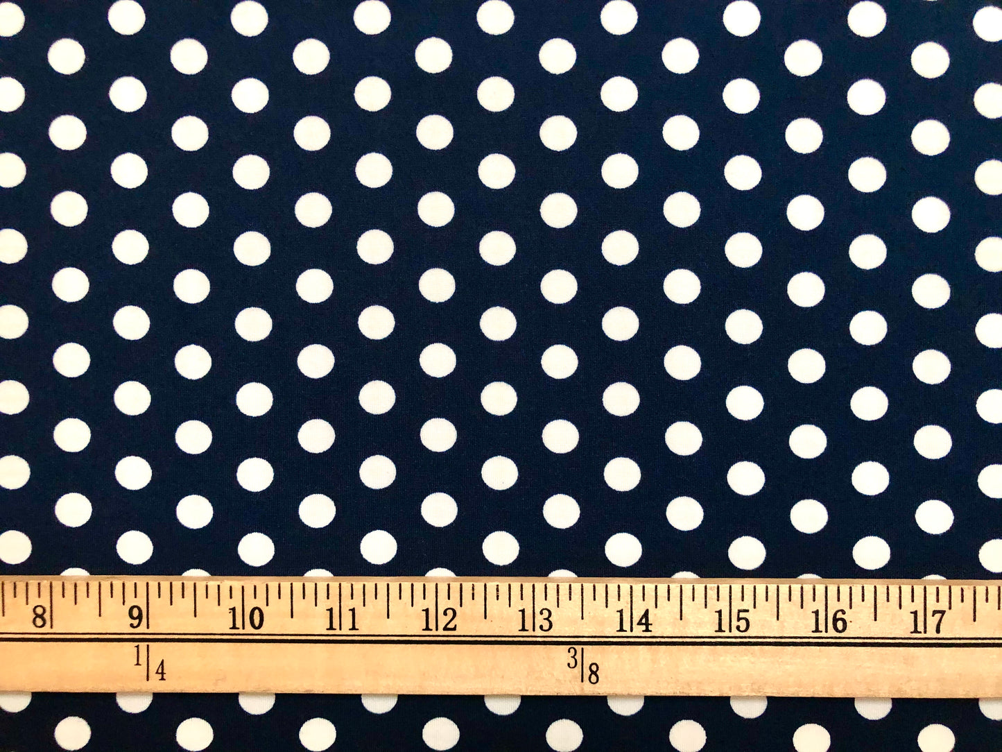 DTY Brushed Fabric-Navy Blue White Polka Dots-DTYBPR178-Sold by the Yard-Jersey Fabric