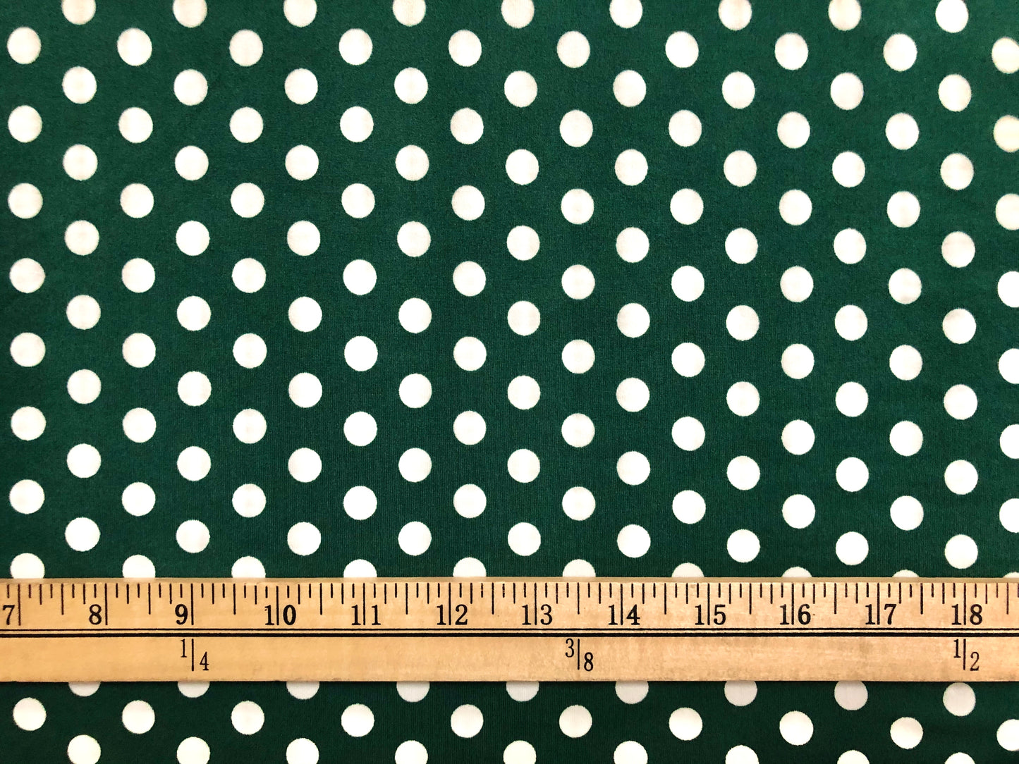 DTY Brushed Fabric-Hunter Green White Polka Dots-DTYBPR179-Sold by the Yard-Jersey Fabric