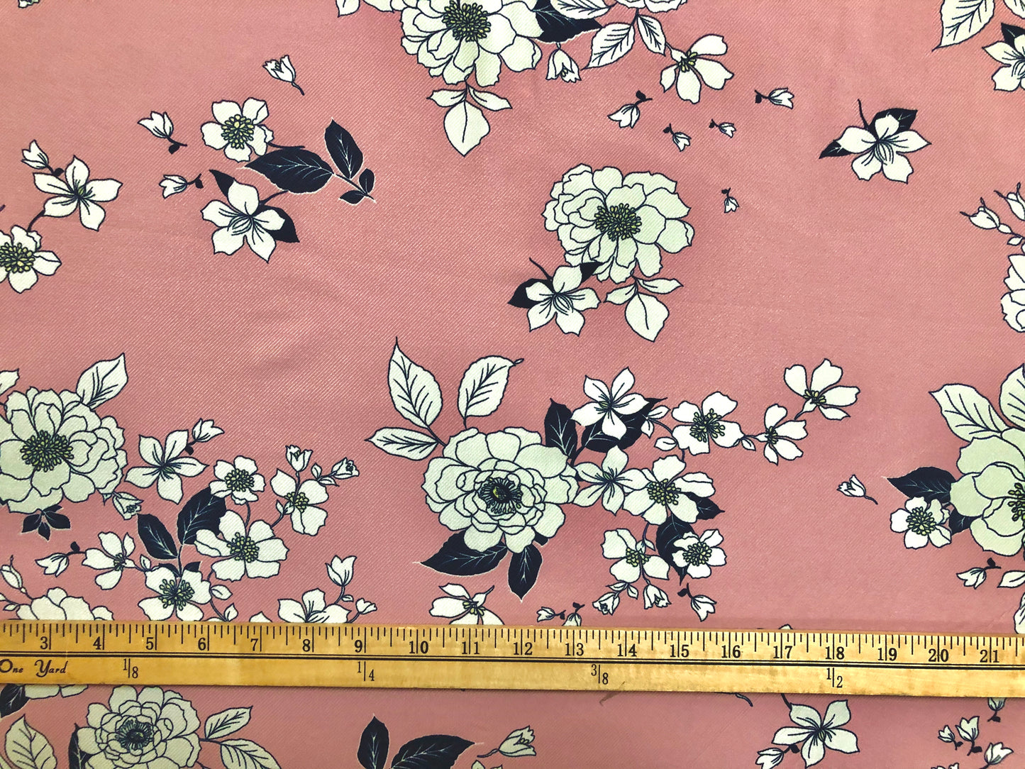 Pink Blossom Floral Rayon Twill - 56" Wide - 64% Polyester / 34% Rayon / 2% Spandex - Sold by the Yard (PRSPR05)