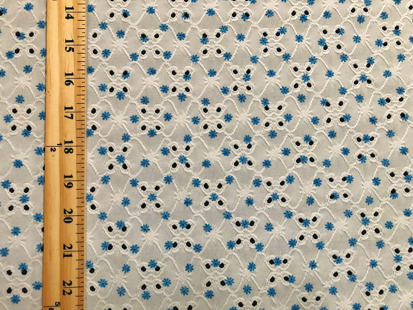 DTY Eyelet Fabric-Ivory Turquoise 1/4" Sunflowers-DTYBPR526-Sold by the Yard-Apparel Fabric