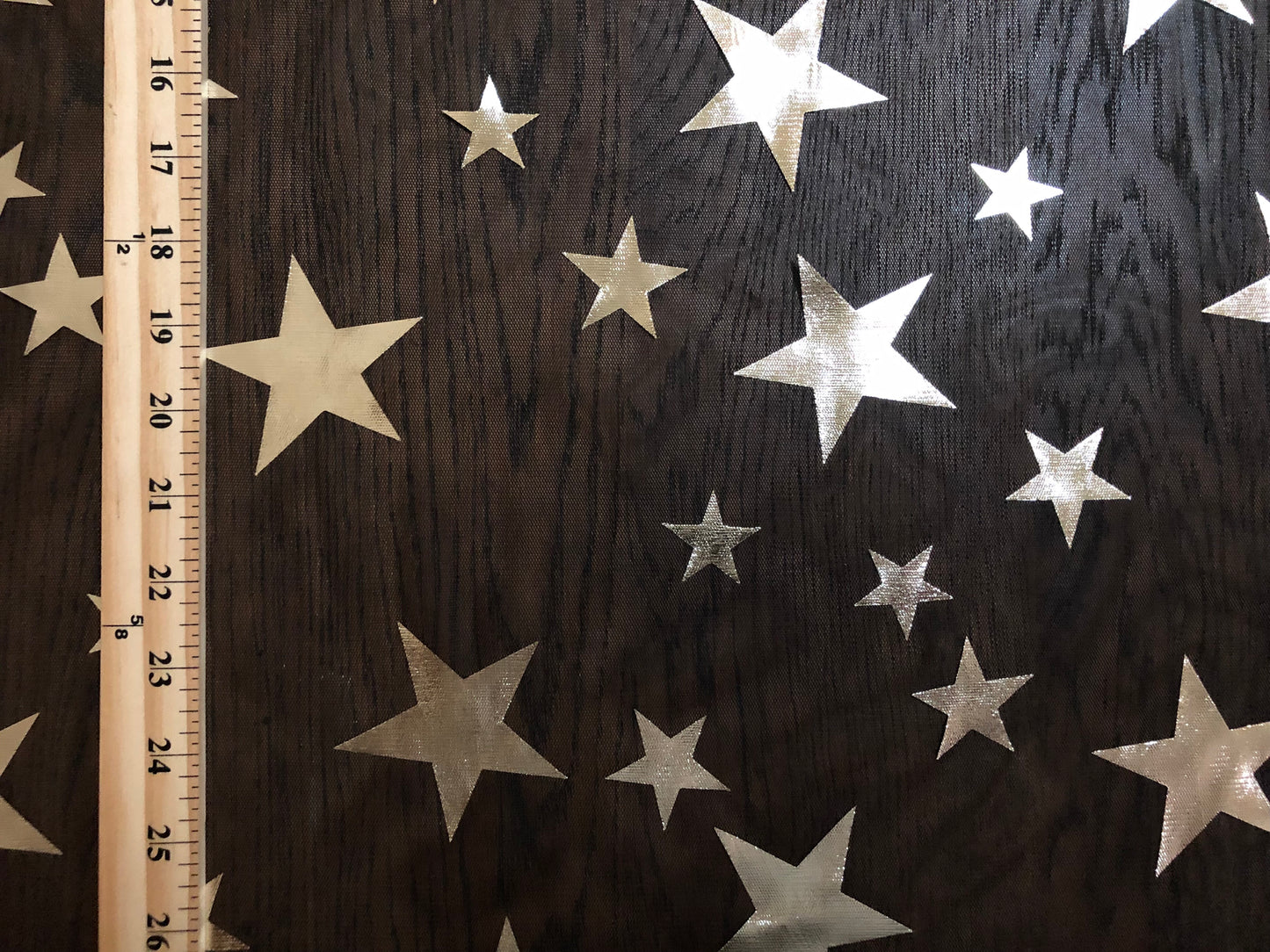 Gold Foil Star Mesh Fabric | 45" Wide Sheer Black Tulle – Sold by the Yard (PMSPR04)
