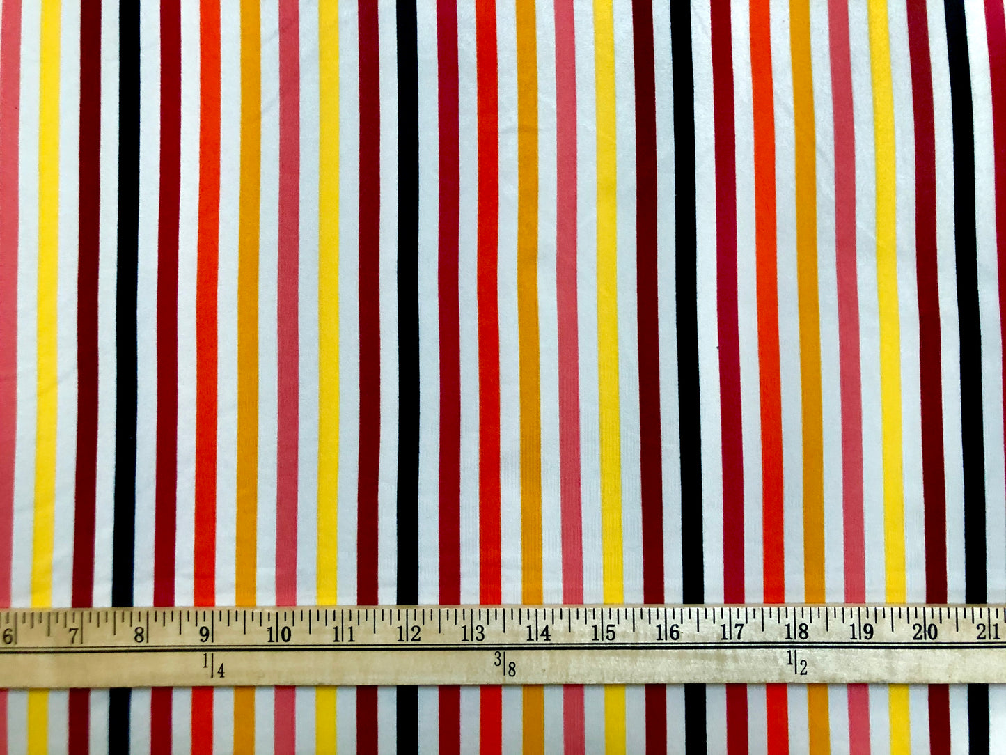 DTY Brushed Fabric-Yellow Red Brown Stripes-DTYBPR201-Sold by the Yard-Jersey Fabric