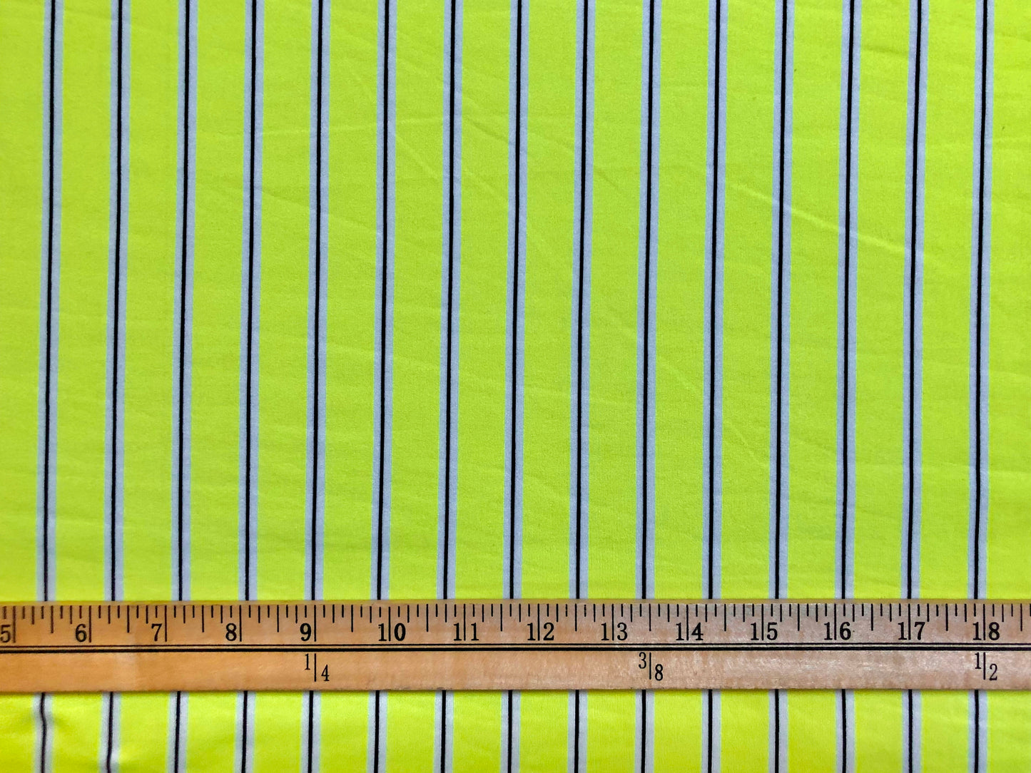 DTY Brushed Fabric-Neon Green Black Double Stripes-DTYBPR204-Sold by the Yard-Jersey Fabric