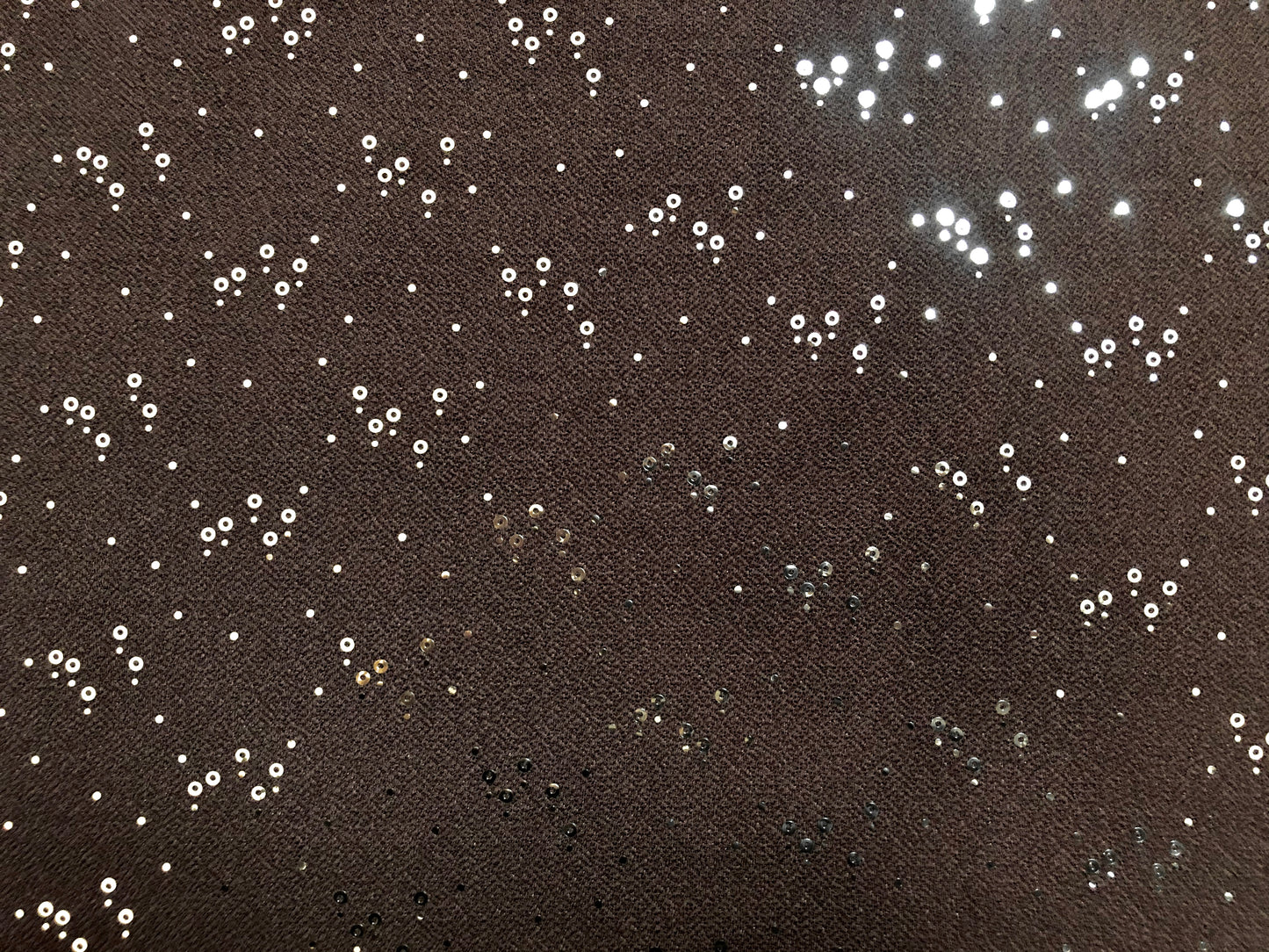 Liverpool Knit Fabric-Chocolate Brown-Silver Sequins-LVPR209-Sold by the Yard-Apparel Fabric