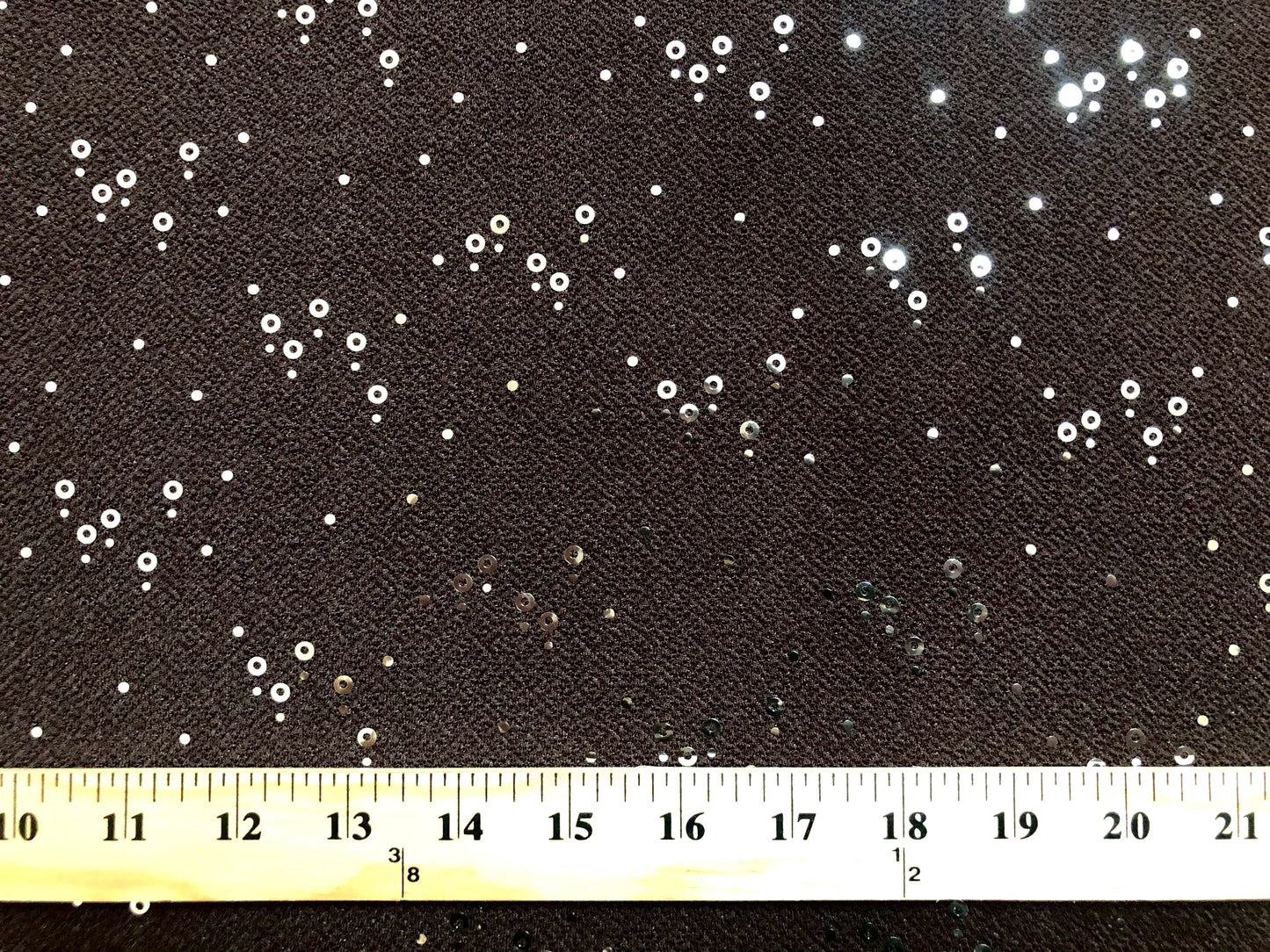Liverpool Knit Fabric — Espresso Brown & Silver Confetti Sequin — 56" Wide, 200 GSM, 4-Way Stretch, Double Knit — Sold by the Yard (LVPR209)