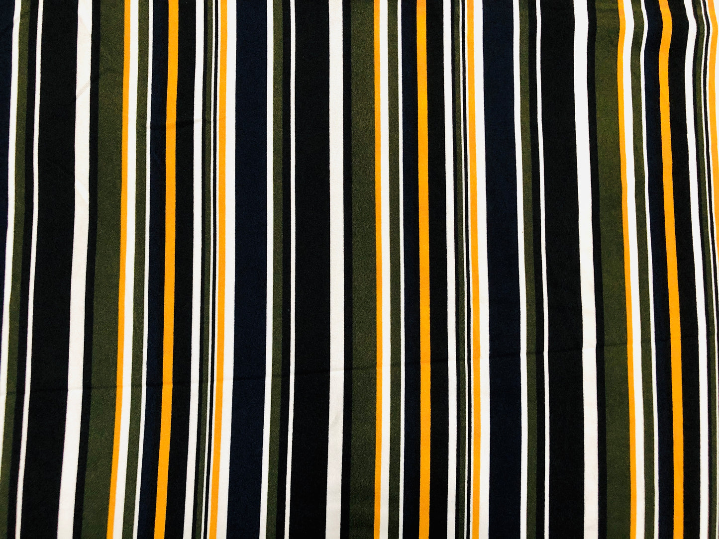 Techno Crepe Knit Fabric – 4-Way Stretch, Silky Drape, Wrinkle-Resistant, 56″ Wide, 240 GSM – Olive/Mustard/Navy/Black/White Vertical Stripe – Sold by the Yard (TCRP09)