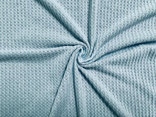 Premium Soft Brushed Waffle Knit – Ice Blue, 58″ Wide, 65% Polyester 33% Cotton 2% Spandex – Sold by the Yard (HBWC02)