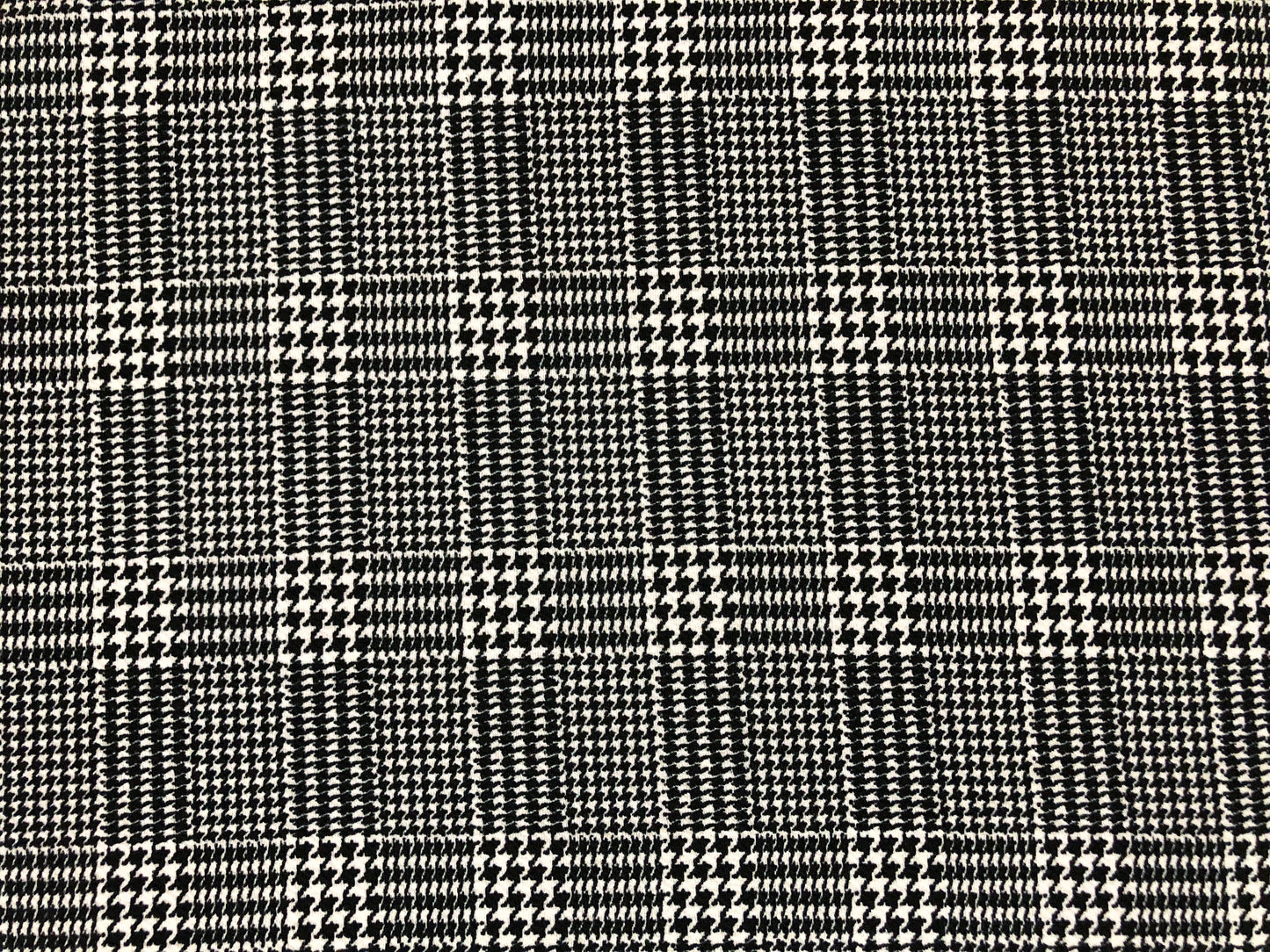 Liverpool Knit Printed Fabric-White and Black Plaid Micro Houndstooth-LVPR326-Sold by the Yard-Apparel Fabric
